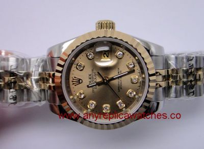 Copy Rolex Datejust Watch Two Tone Gold Dial For Women Size